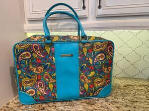 Double Dutch Club blue paisley carry-on flight travel bag-vintage inspired boho